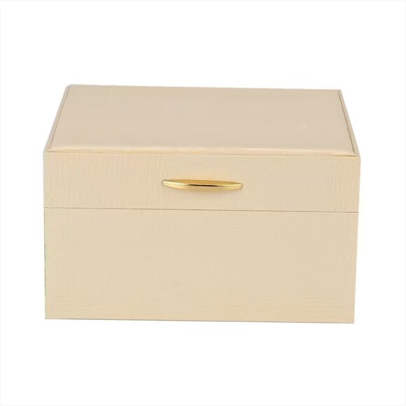 ** 2/$35 NEW Beige Lizard Embossed Pattern Leatherette Anti Tarnish Jewelry Box - Picture 7 of 11